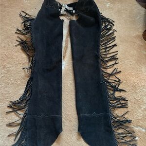 Whitman Black Suede Fringe Western Chaps